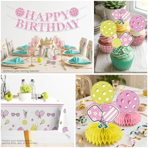 205pcs Pickleball Birthday Decorations Tableware Set, for 25 Guests - Image 6
