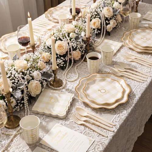175 Pcs Engagement Party Supply Bridal Tableware Set, Gingham - Image 2