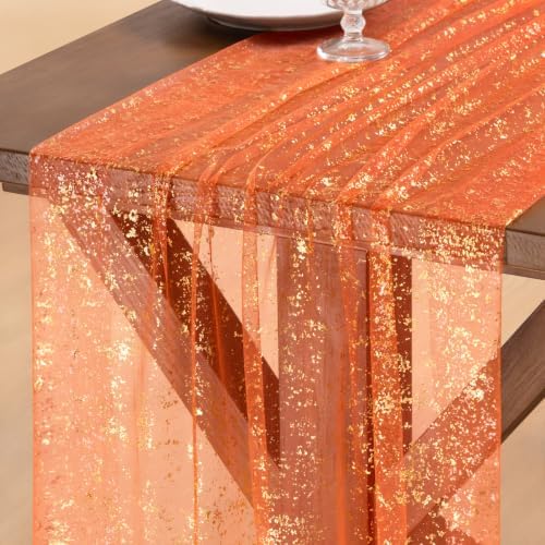 Gold Gauze Table Runner Glitter Fall Wedding Birthday Party Table Decor by Socomi