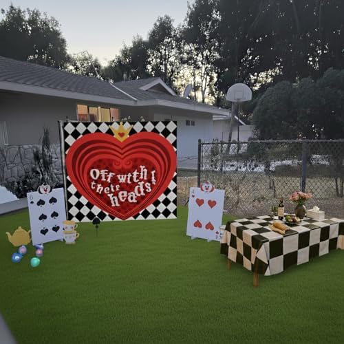Alice Party Decorations,Trunk or Treat Car Decorations Kit for SUV ,Wonderland Backdrop&Queen of Hearts Solider Stand Cards for Themed Tea&Birthday Party Costume Kits (Red) - Image 5