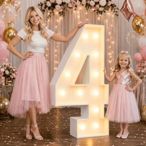 Large 4FT Marquee Light Up Numbers 4 for Party Decorations by NANXU