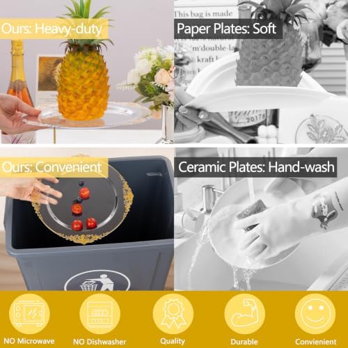Hioasis 350 Pcs Clear Gold Plates for Party - Image 6