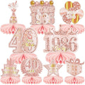 9 Pcs 40th Birthday Decoration for Women 1986 Pink Table Honeycomb Decor by MDCGFOD
