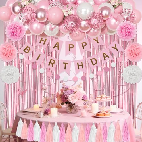 Pink Birthday Party Decorations Women Girls Birthday Party Supplies - Image 7