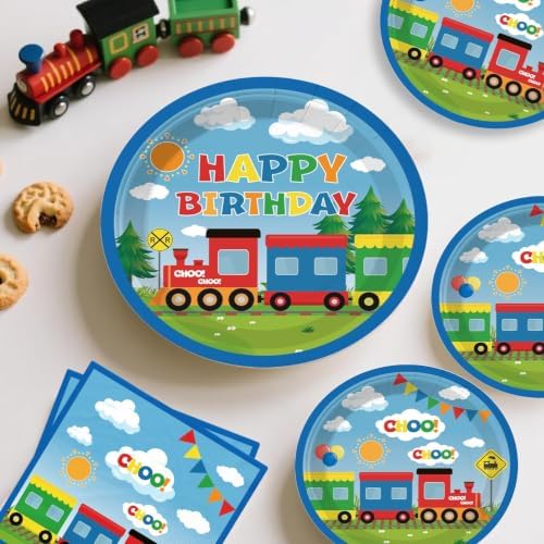 Xynic Train Birthday Decorations, Train Plates and Napkins Party Supplies - Image 5