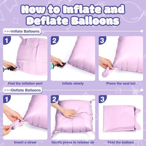 NISOCY 25PCS Matte Pastel Purple Square Foil Balloons Wall Backdrop - Image 3