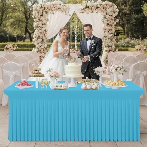 Smiry Spandex Elastic Fitted Table Cloth Skirt for 8FT Rectangle Table - Image 6
