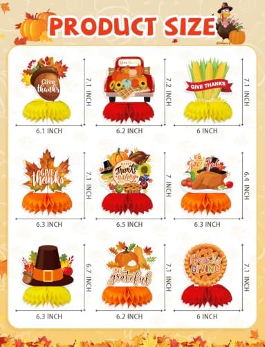 Thanksgiving Table Decorations, Fall Harvest Honeycomb Centerpieces - Image 4