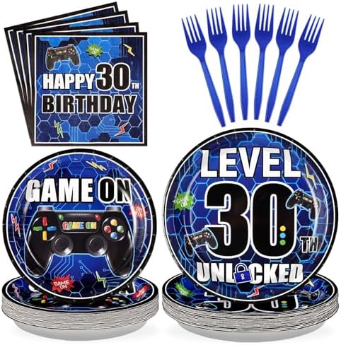 Grencian 96Pcs 30th Birthday Video Game Party Decoration, Serve 24 by Grencian