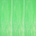 Voircoloria Pastel Green Foil Fringe Backdrop Curtains,3.3x8.2ft, 3 Pack by Voircoloria