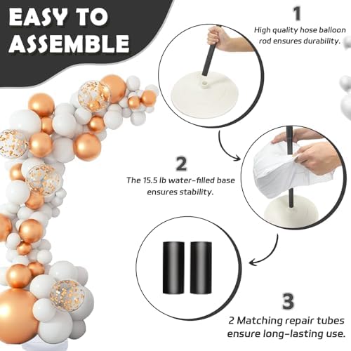 AerWo Balloon Arch Kit 9.35FT & 6FT, Bendable Balloon Arch Stand with Base - Image 4