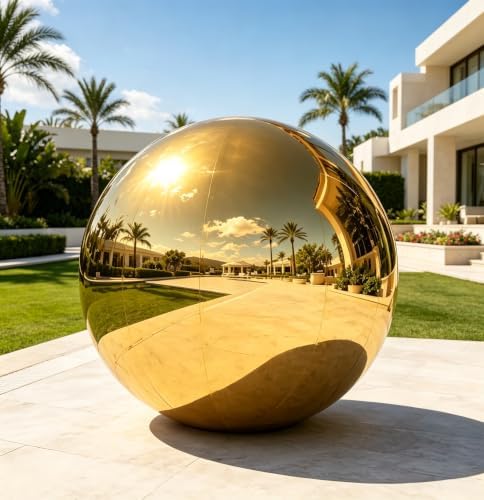 Inflatable Mirror Ball,Reusable Mirror Ball Large Event Decoration PVC Ball for Party,Concerts,Stage,Wedding Decorations - No Pump Included(Gold, 1pcs：1.2m) by FloatPartyEnjoy