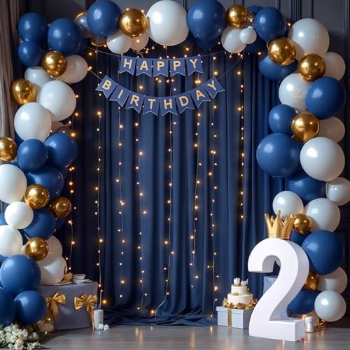20x10FT Navy Blue Backdrop Curtains with Lights for Parties,Wrinkle Free Wedding Photo Backdrop Curtains for Baby Shower Birthday Ceremony Reception Home Party Decorations-5ft x 10ft,4 Panels - Image 6