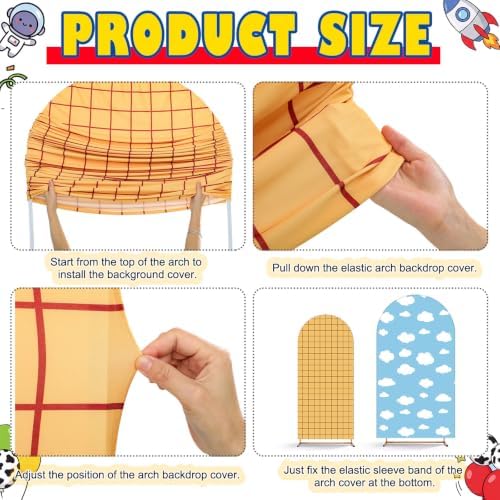 2 Set 6ft 7.2 ft Cartoon Story Arch Backdrop Covers Stretchy - Image 7