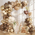 Brown Gold Balloon Garland Arch Kit, 18 12 10 5 inch Different Sizes Brown Beige Nude Metallic Confetti Gold Balloons for Birthday Party Netural Bear Baby Shower Decorations by Futureferry