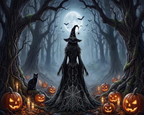 6 x 4 ft Halloween Witch Forest Backdrop Photo Background Party Decoration - Image 2