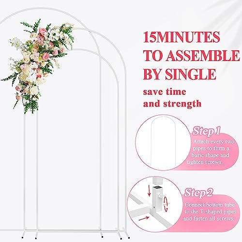 Wokceer Wedding Arch Backdrop Stand 7.2FT,6.6FT,6FT White Metal Arch Stand - Image 5