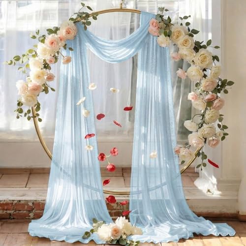 Pack of 2 Wedding Arch Drape Panel Fabric 30" x 100ft - Baby Blue - Image 6