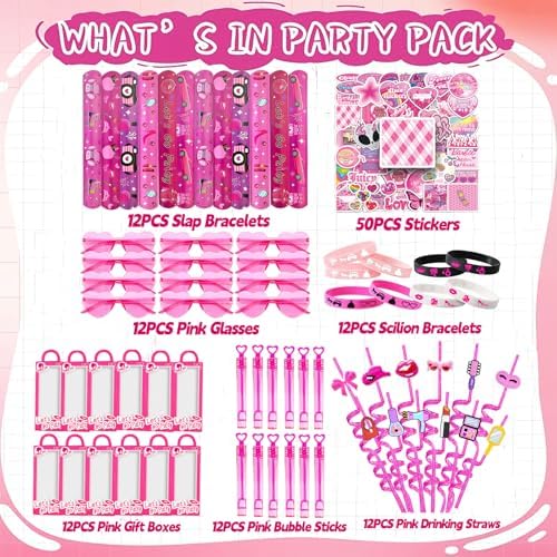 CHSLtmxq 122 PCS Pink Party Favors, Toy Goodie Bag Stuffers, Princess Set - Image 2