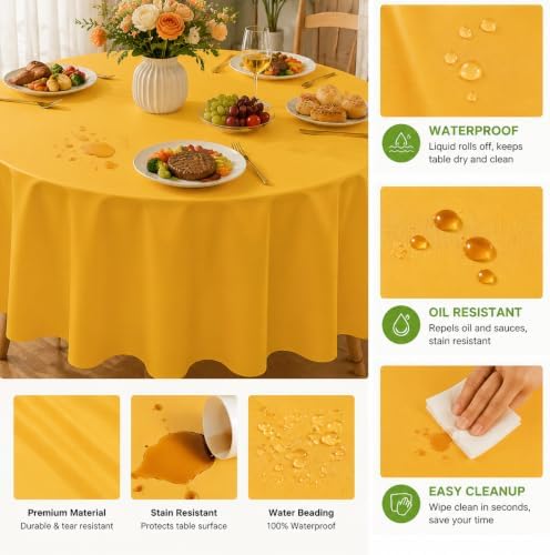 12 Pcs Fall Round Plastic Tablecloth, Yellow Orange Green Coffee - Image 3