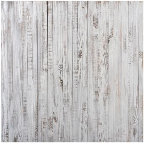 8x8FT Vintage Wood Backdrop Retro Rustic White Gray Wooden Floor Backdrops for Photography Kids Adult Photo Booth Video Shoot Vinyl Studio Prop 11890 by WOLADAPhotographyBackdrop
