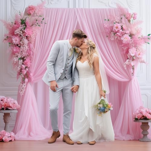 20ft X 10ft Baby Pink Tulle Backdrop Curtain for Parites, Sheer Photo Backdrop Curtains Fabric Drapes for Wedding Baby Shower Birthday Party Bridal Girl Shower Background Decorations - Image 7