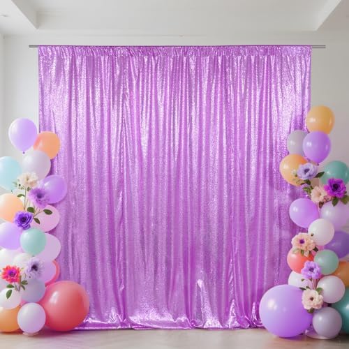 SquarePie 10x10ft Lavender Sequin Backdrop, High Density Non-Transparent Glitter Curtain for Photography, Birthday, Wedding Party Decorations, Thick Solid Background with 4" Rod Pocket, 1 Panel - Image 3