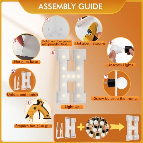 4FT Marquee Letters, Large Light Up Letters H for Hoco Party Decor - Image 3