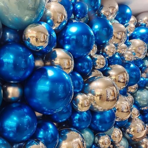 12PCS Dark Blue Round Foil Balloons 22" 15" 10" Metallic Blue Balloons - Image 5