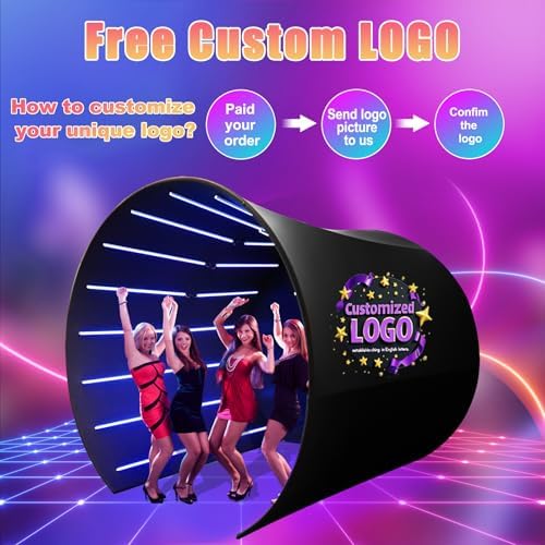 360 Photobooth Backdrop Photo Booth Enclosure Wall Backdrops Customized Logo 10FT Video Selfie Rotating Background with 32 PCS LED Light Stand for Rental Wedding Party - Image 2