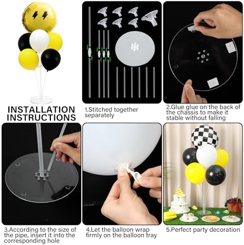 Naozinebi 4 Sets Smile Face Birthday Party Balloons Stand Kit Party Decor - Image 3