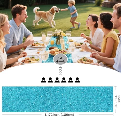 10 Packs 12 x 72 inches Turquoise Sequin Table Runner - Image 4