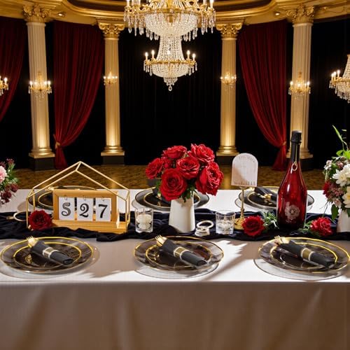 Supernal 120Pack Pre Rolled Black and Gold Plastic Silverware Set - Image 4