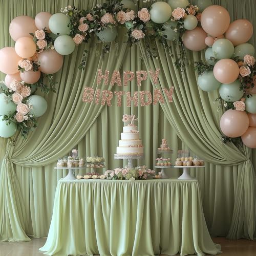 20x10FT Sage Green Backdrop Curtains for Wedding Parties, Wrinkle Free Photo Backdrop Curtains for Wedding Birthday Party Baby Shower, Fabric Drape with Rod Pockets 5ft x 10ft, 4 Panels - Image 2