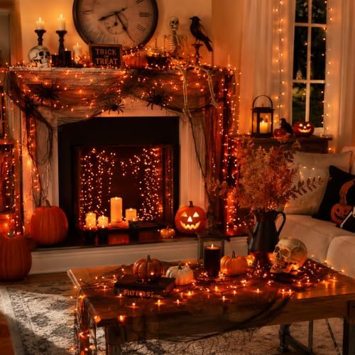 TURNMEON 3 Pack Orange Lights Total 30Ft 90LED Halloween Lights with Timer - Image 4