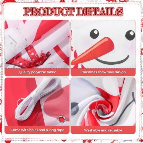 Peryiter 3 Pcs Christmas Door Decorations Snowflake Snowman Porch Banner - Image 3