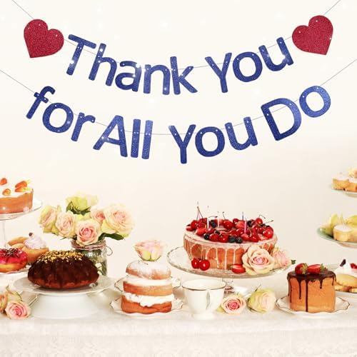 Thank You Banner Staff Appreciation Banner for Employee Appreciation Decorations Teacher Thanks Volunteer Events Office School Organization Thank You Parties (Navy Blue) - Image 4