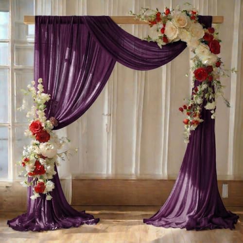 Pack of 1 Wedding Arch Drape Panel Fabric 30" x 100ft - Eggplant by MDS