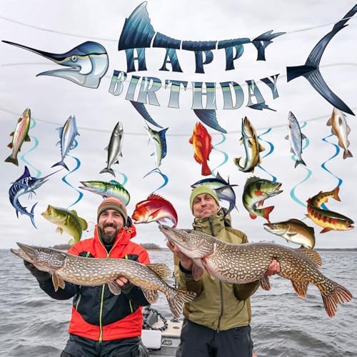 Fishing Birthday Party Banners Hanging Swirls Decorations 10PCS - Image 5