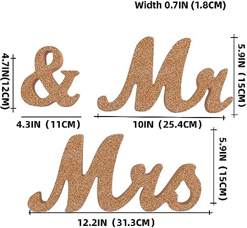 VIOPVERY Wooden Mr & Mrs Wedding Sign with Just Married Banner,Rosegold - Image 2