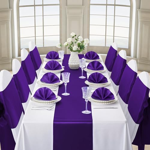 Purple Satin Table Runner, 12x108 Inches, 12 Pack - Image 3