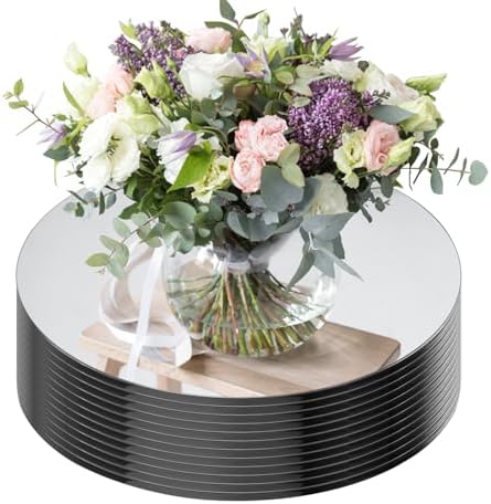 Seelenruhe 10" Round Mirrors for Centerpieces for Tables, Round Mirrors Trays Plates for Centerpieces, Wedding Decorations, Baby Shower Party, Christmas Decorations, 2mm, 12 PCS by Unknown