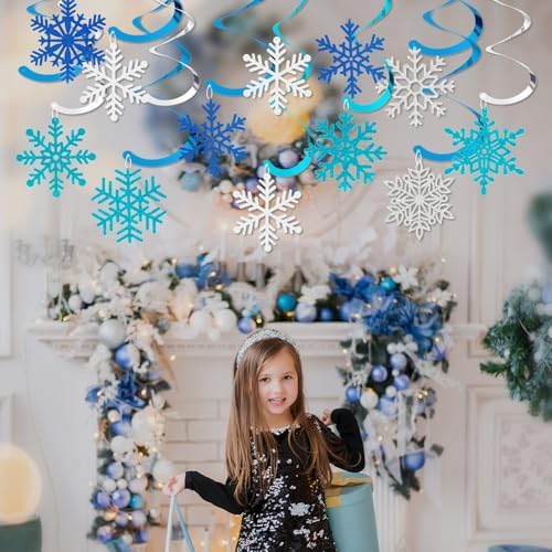 Snowflake Decorations, Christmas Hanging Decor, 48 Glitter Snowflake Swirls - Image 7