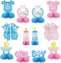 12 Pcs Baby Gender Reveal Table Decorations, Boy or Girl Centerpieces for Tables Honeycomb Centerpieces Blue and Pink Table Decor for Baby Shower Pregnancy Announcements Newborn Party Supplies by Adeyoo