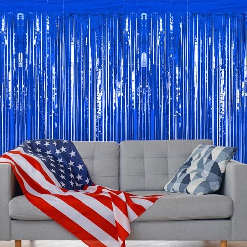 ZATAYE 8 Pack Dark Blue Foil Curtain Streamer Decorations - Image 5