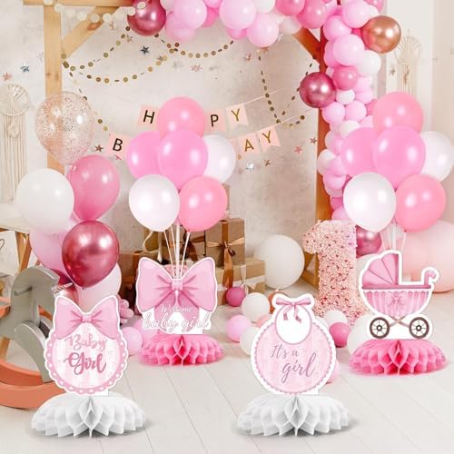 6 Set Pink Baby Shower Decorations Pink Balloon Centerpiece for Tables with Balloons Stand Kit for Baby Girl Princess Birthday Wedding Bridal Shower Graduation Mother's Day Party Decorations - Image 6