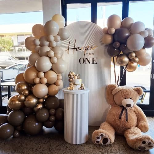 Brown Gold Balloon Garland Arch Kit, 18 12 10 5 inch Different Sizes Brown Beige Nude Metallic Confetti Gold Balloons for Birthday Party Netural Bear Baby Shower Decorations - Image 6