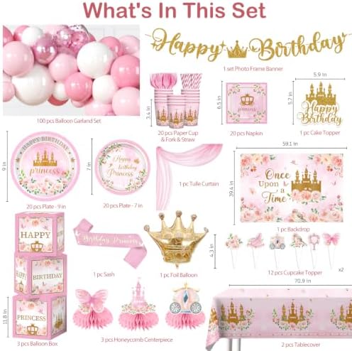 Princess Birthday Party Decorations, All-in-One Set for 20 Guests - Image 2