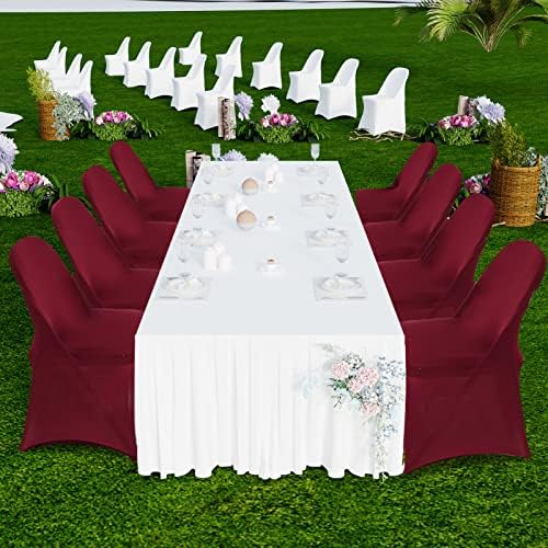 HAINARverS Folding Chair Covers for Wedding, 10pcs Burgundy - Image 2