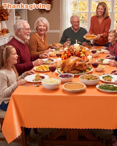 NatNarr 6 Pcs Orange Plastic Tablecloth, Fall Halloween Table Cloths - Image 7